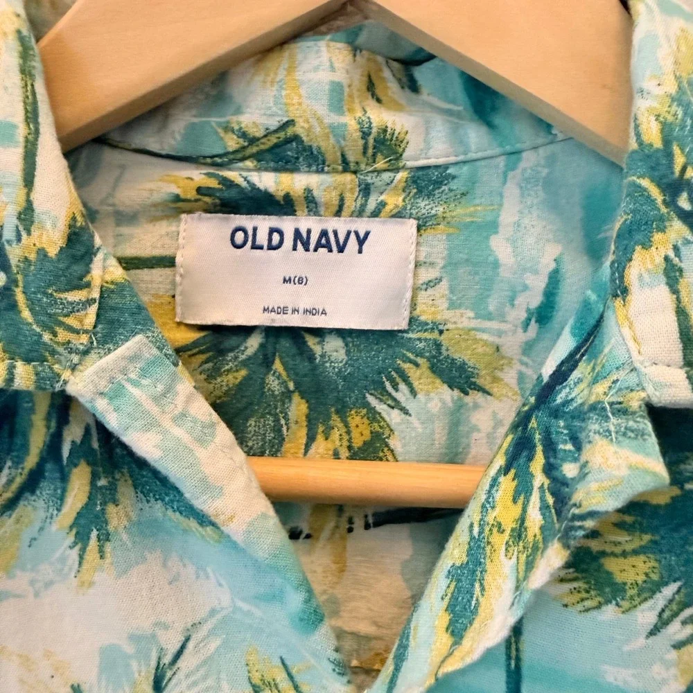 Old Navy Boys Size 8 Palm Tree Tropical Shirt Swim Trunks 2 Piece Set